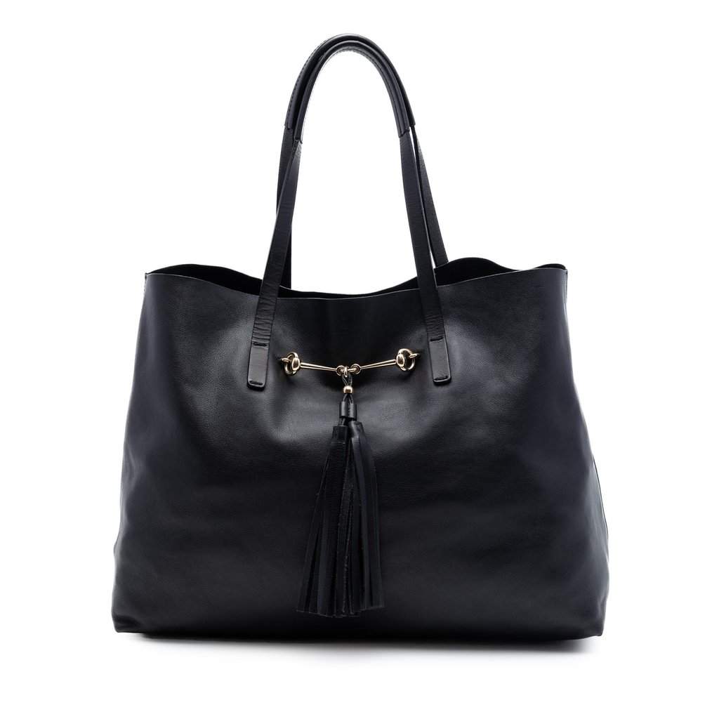 Gucci Medium Calfskin Park Avenue Horsebit Tote Black Leather Very good condition - Front View