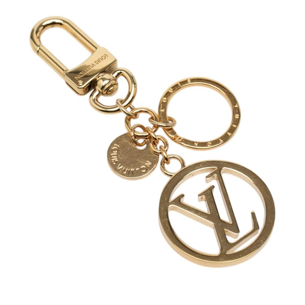 Louis Vuitton Gold Plated LV Circle Key Holder and Bag Charm Gold Metal Very good - Front View