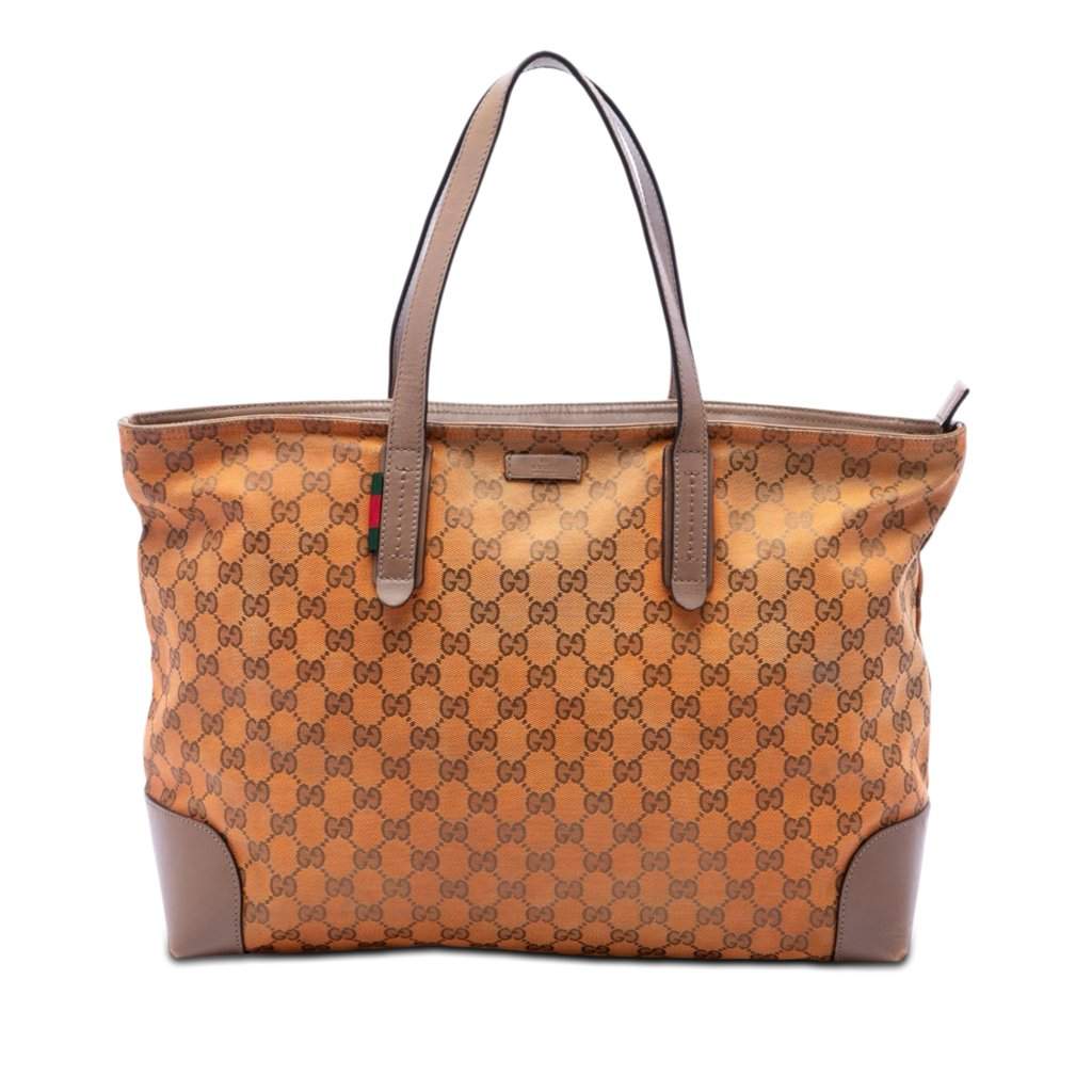 Gucci GG Canvas Web Tote Orange Very good condition - Front View