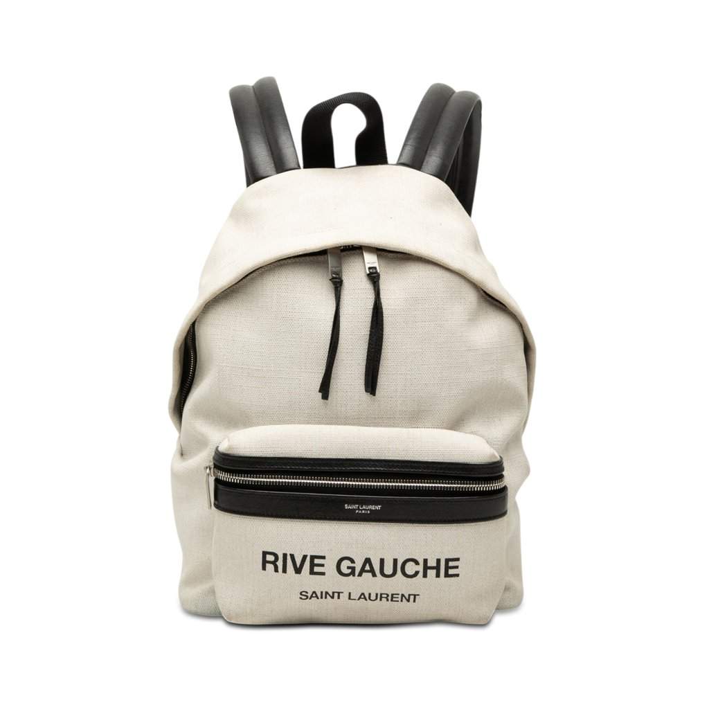 Saint Laurent Canvas Rive Gauche City Backpack White Very good condition - Front View