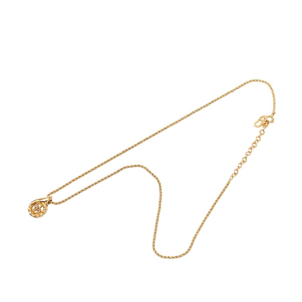Dior Gold Plated CD Pendant Necklace Gold Metal Very good condition - Front View