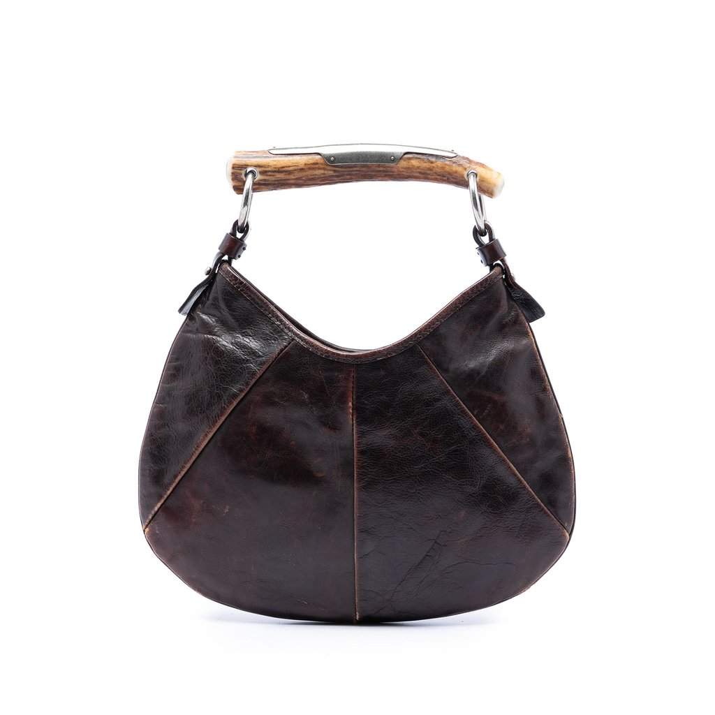 Saint Laurent Small Calfskin Mombasa Hobo Brown Leather Very good condition - Front View