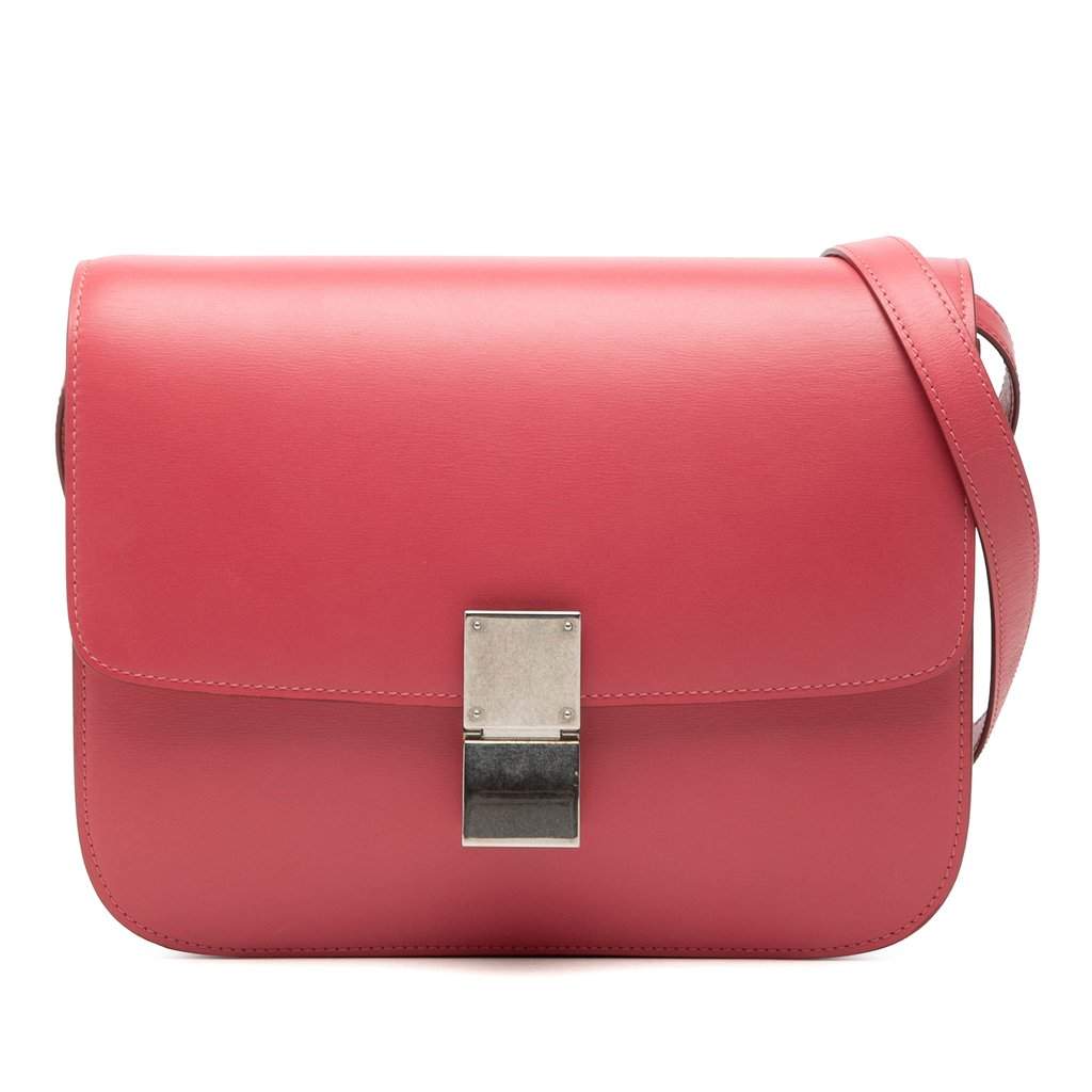Celine Medium Calfskin Classic Box Pink Leather Very good condition - Front View