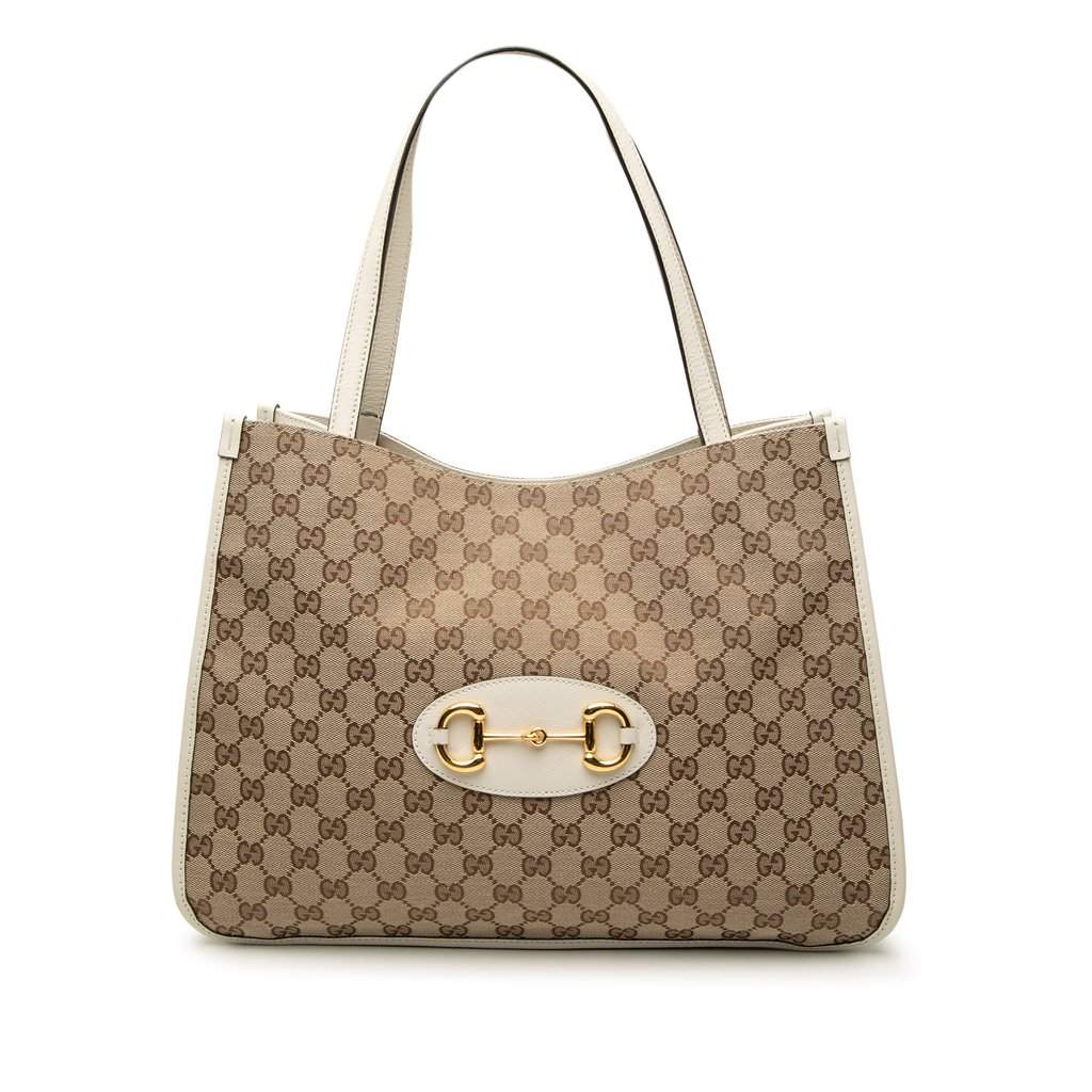 Gucci Medium GG Canvas Horsebit 1955 Tote Beige Very good - Front View