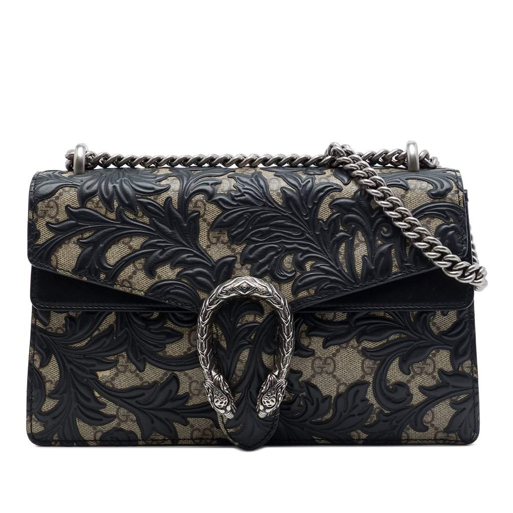 Gucci Medium GG Supreme Arabesque Dionysus Shoulder Bag Black Very good - Front View