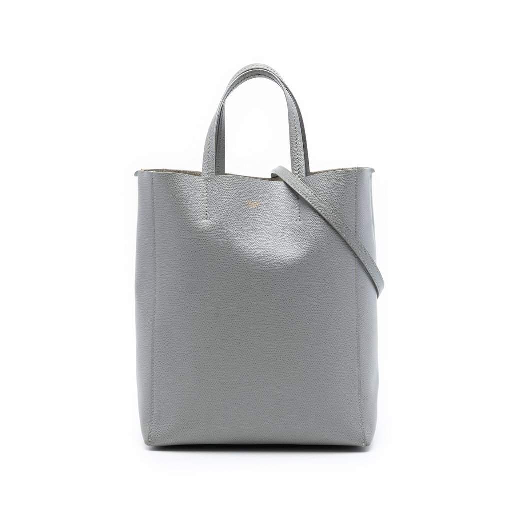 Celine Small Grained Calfskin Vertical Cabas Tote Grey Leather Very good - Front View