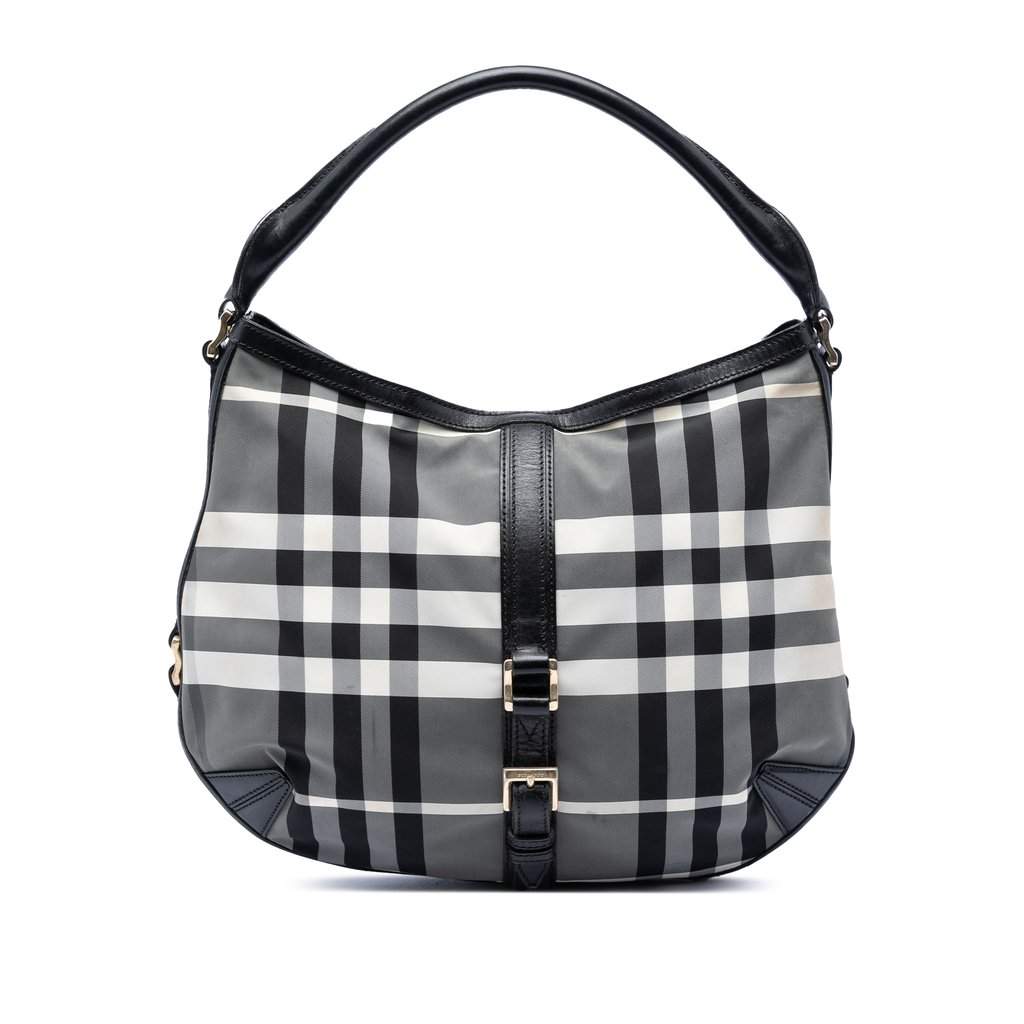 Burberry Check Nylon Grafton Hobo Black Very good condition - Front View