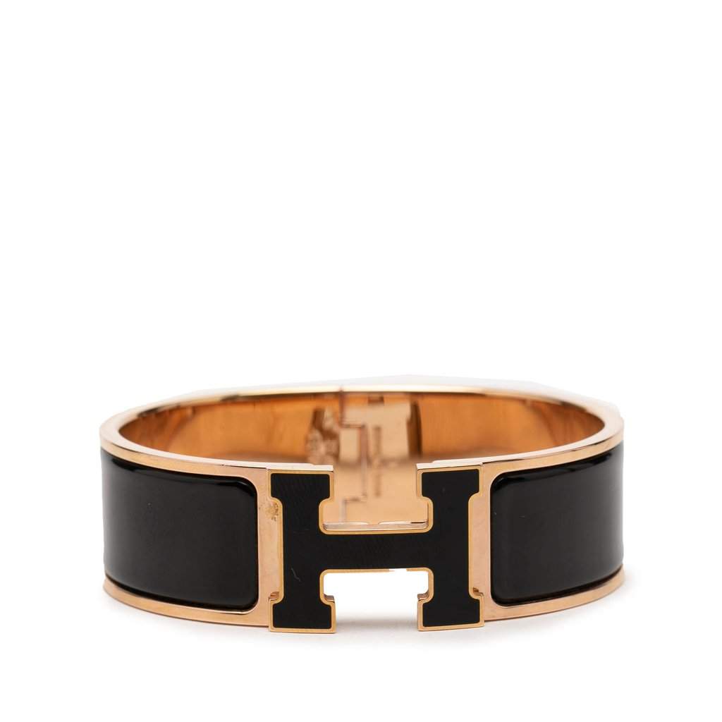 Hermès Wide Enamel Clic Clac H Bracelet GM Black Very good condition - Front View