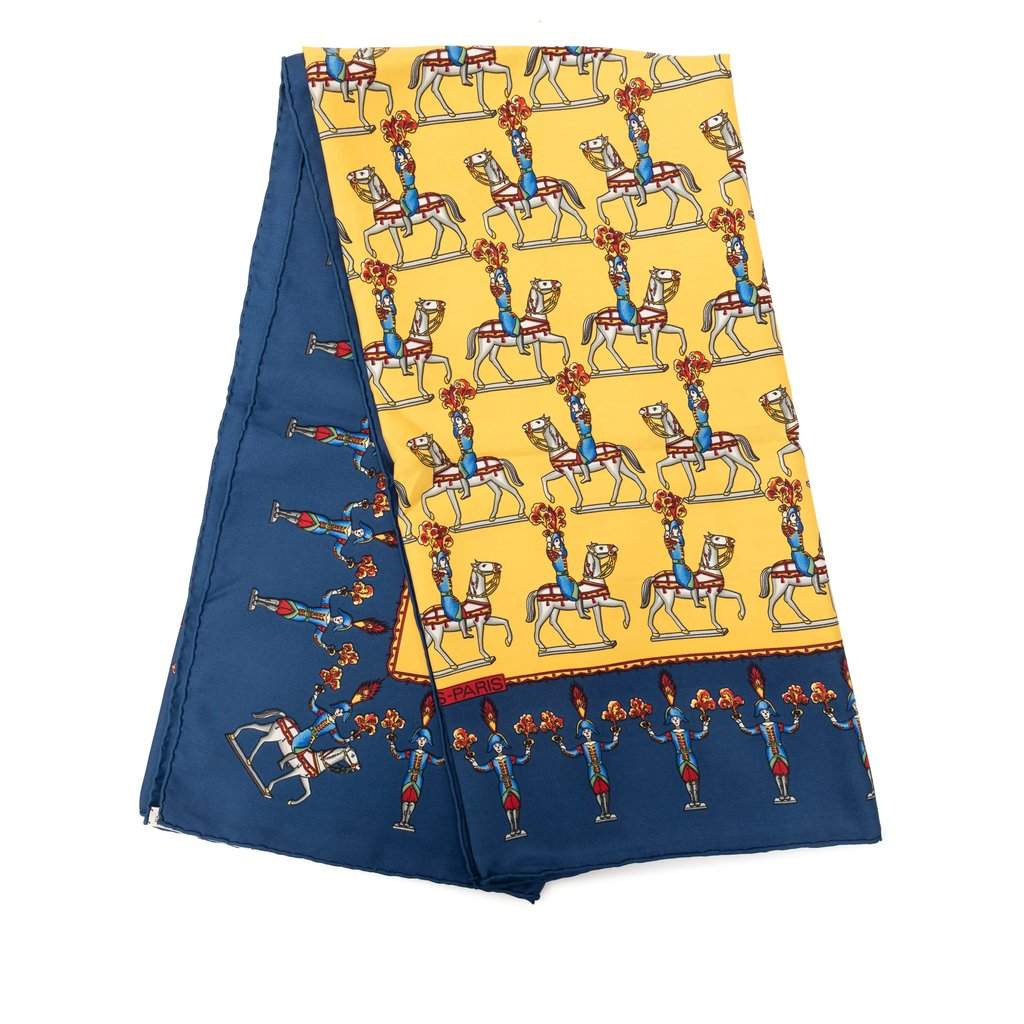 Hermès Les Artificiers Silk Scarf 90 Yellow Very good - Front View
