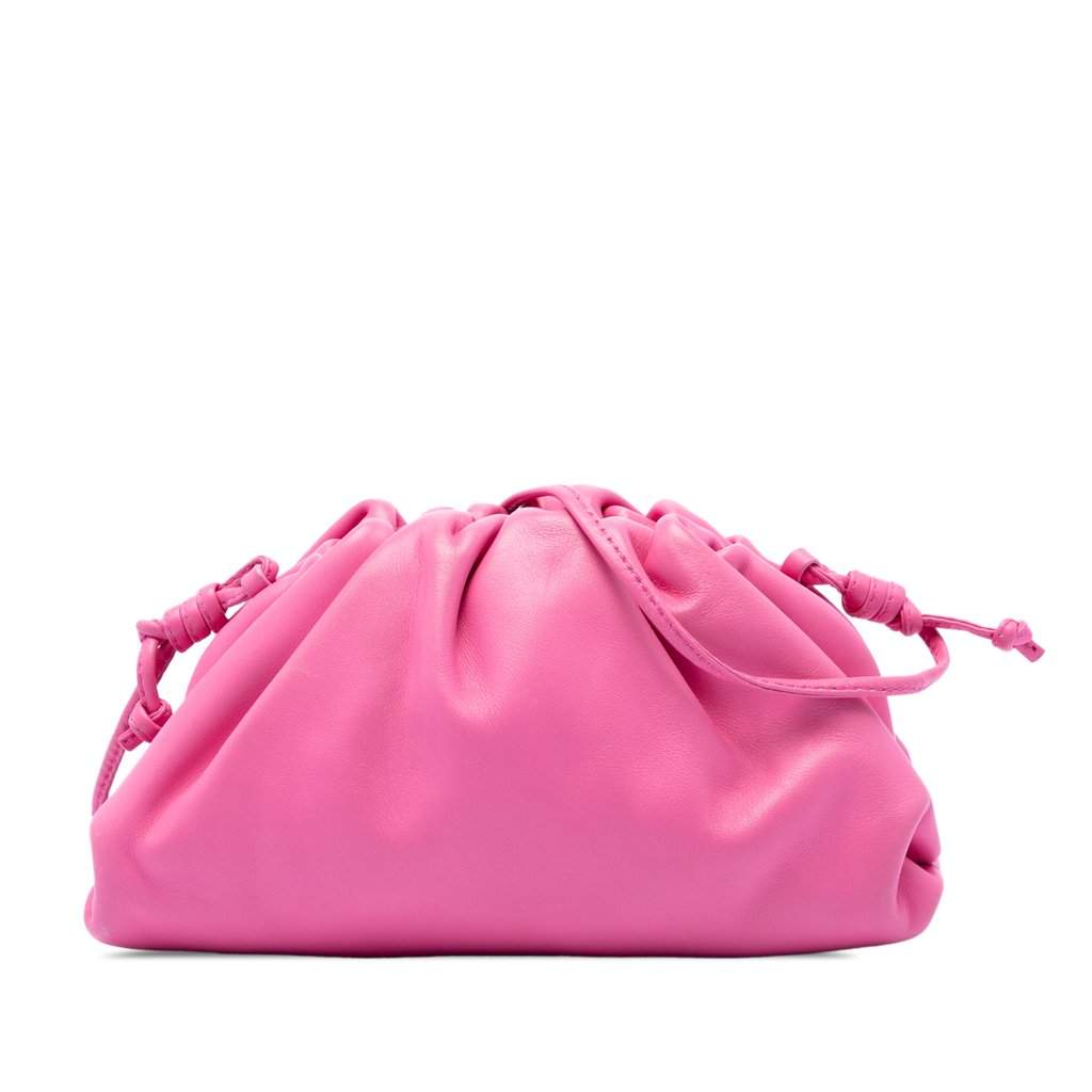 Bottega Veneta Lambskin The Mini Pouch Crossbody Pink Leather Very good - Front View
