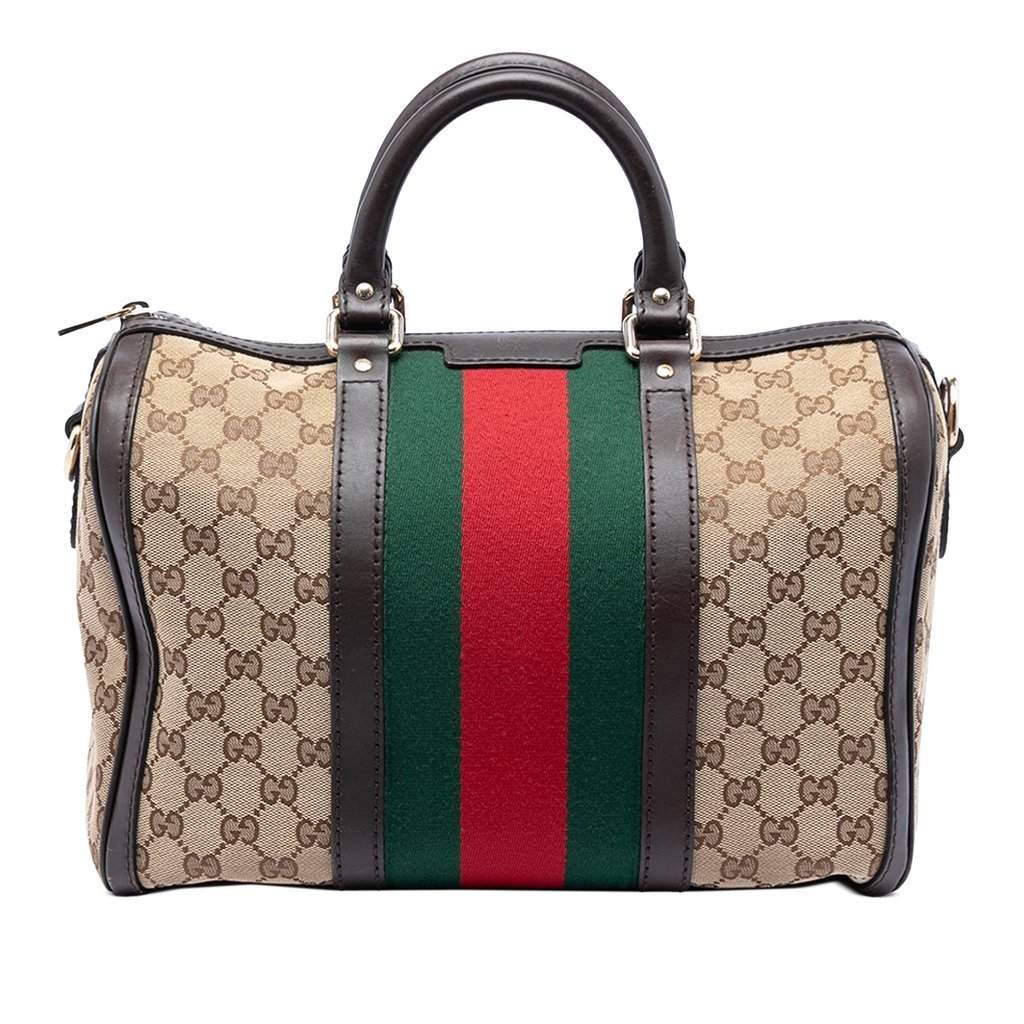 Gucci Medium GG Canvas Web Joy Boston Bag Beige Very good condition - Front View