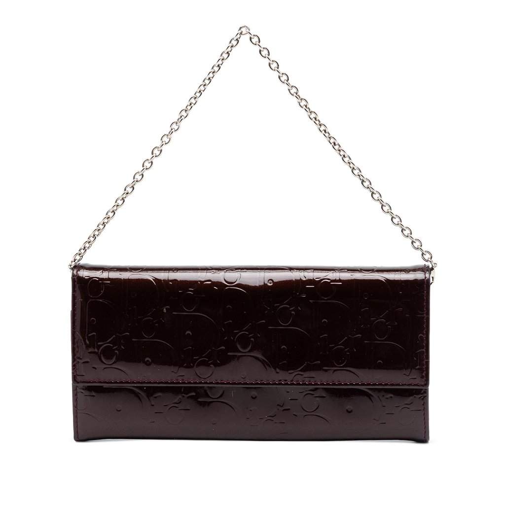Dior Oblique Patent Wallet on Chain Purple Leather Very good condition - Front View