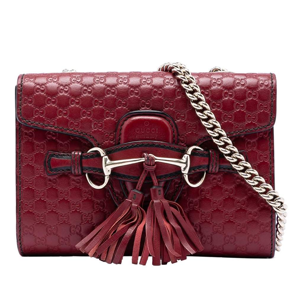 Gucci Mini Microguccissima Emily Crossbody Red Leather Very good condition - Front View