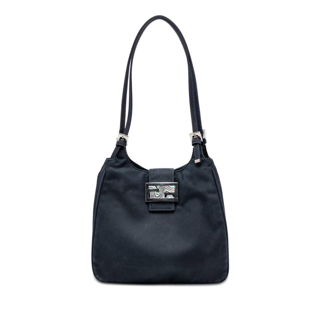 Fendi Canvas FF Marble Shoulder Bag Blue Very good condition - Front View