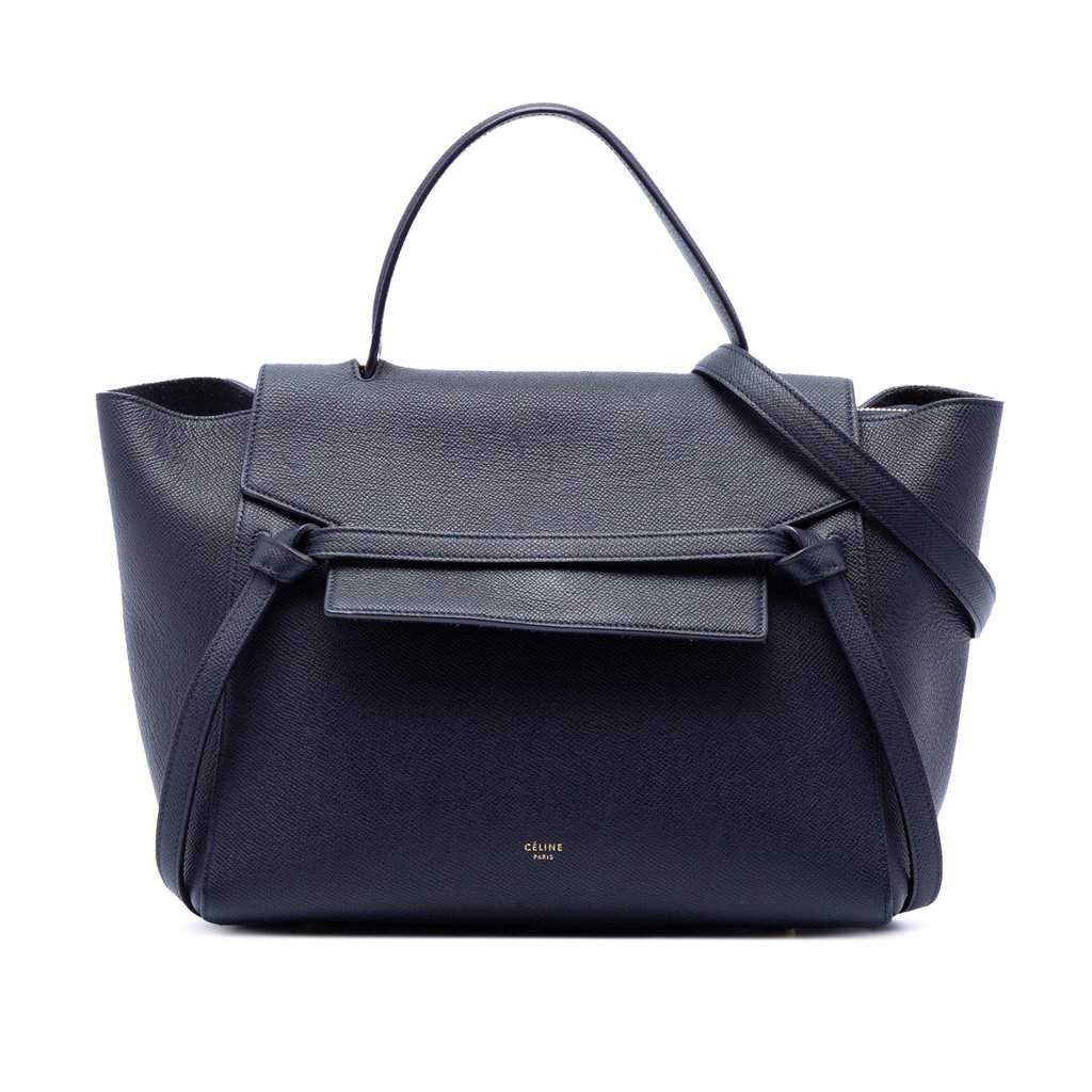 Celine Mini Grained Calfskin Belt Bag Blue Leather Very good condition - Front View