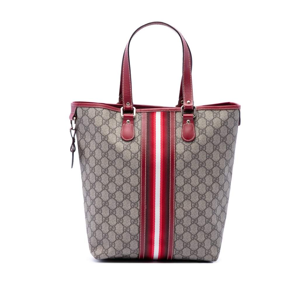 Gucci GG Supreme Web Tote Beige Very good - Front View
