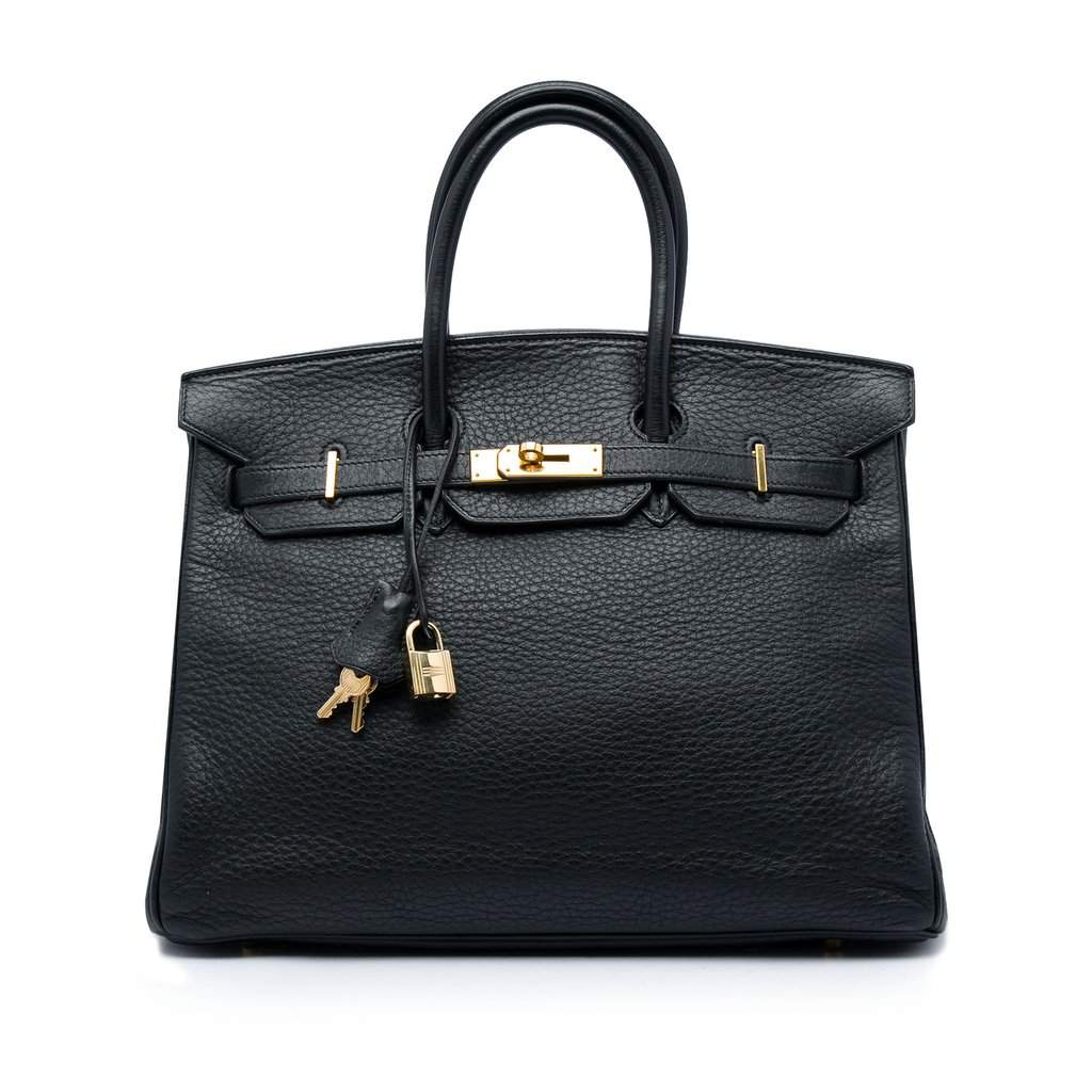 Hermès Clemence Birkin Retourne 35 Black Leather Very good - Front View