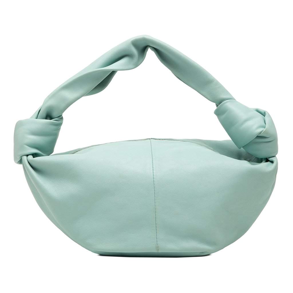 Bottega Veneta Calfskin Double Knot Handbag Blue Leather Very good condition - Front View
