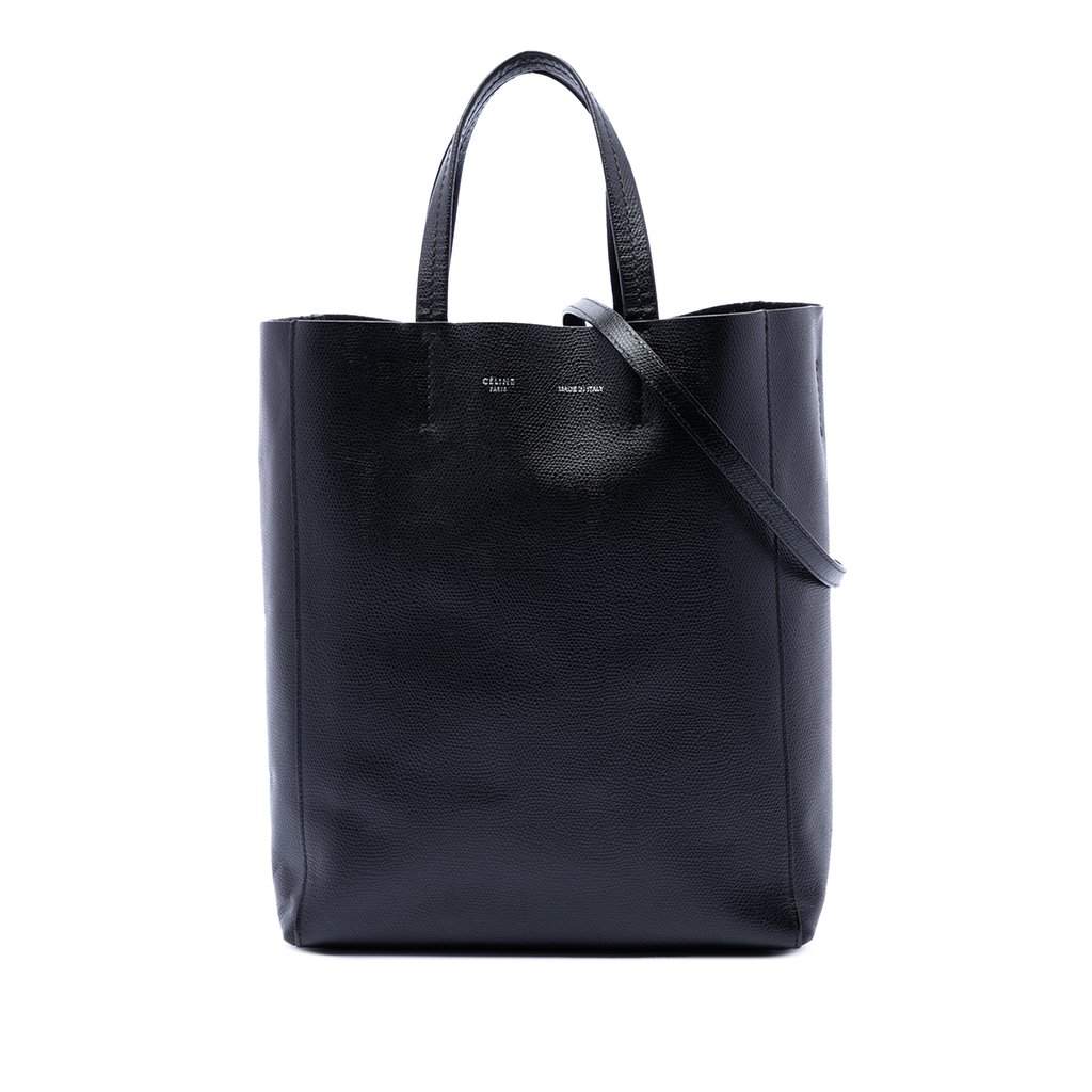 Celine Small Grained Calfskin Vertical Cabas Satchel Black Leather Very good condition - Front View