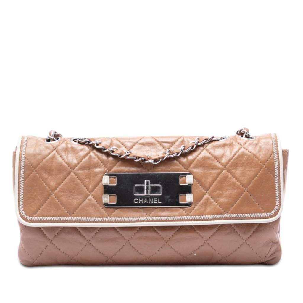 Chanel Quilted Aged Lambskin Reissue 2.55 East West Flap Brown Leather Very good - Front View