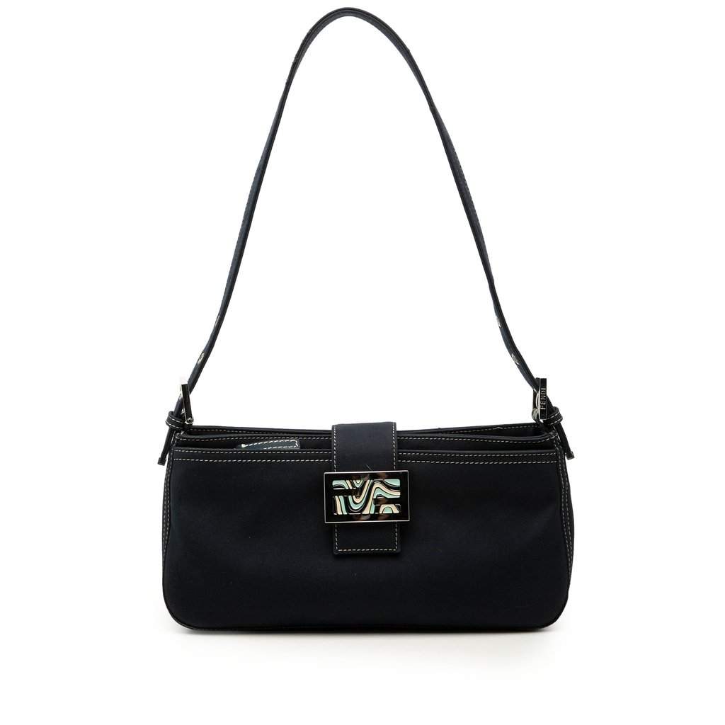 Fendi Canvas FF Marble Shoulder Bag Blue Good condition - Front View