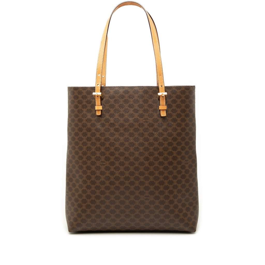 Celine Macadam Coated Canvas Tote Brown Very good - Front View