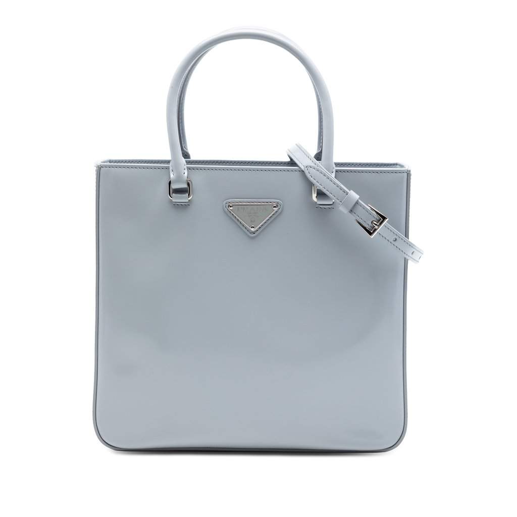 Prada Medium Spazzolato Leather Satchel Blue Leather Very good condition - Front View