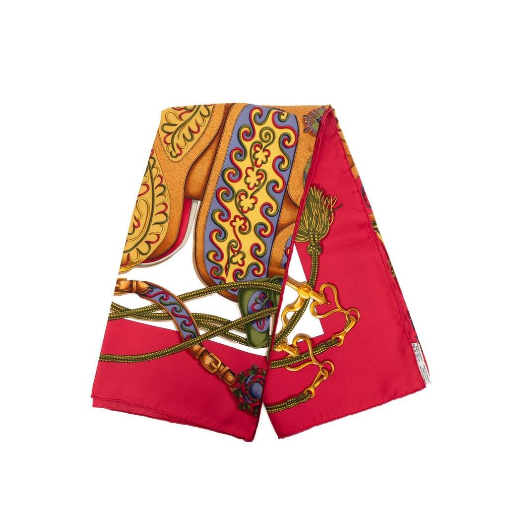 Hermès Festival des Amazones Silk Scarf 90 Red Very good - Front View
