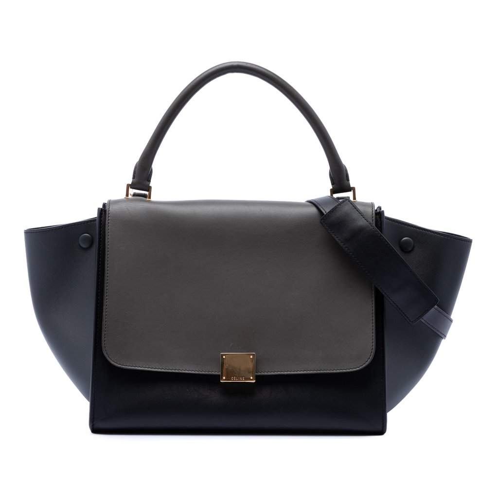 Celine Medium Tricolor Leather Trapeze Satchel Black Leather Very good condition - Front View