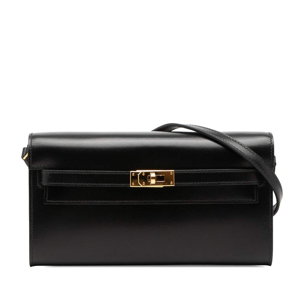 Hermès Box Calf Kelly To Go Wallet Black Leather Very good condition - Front View