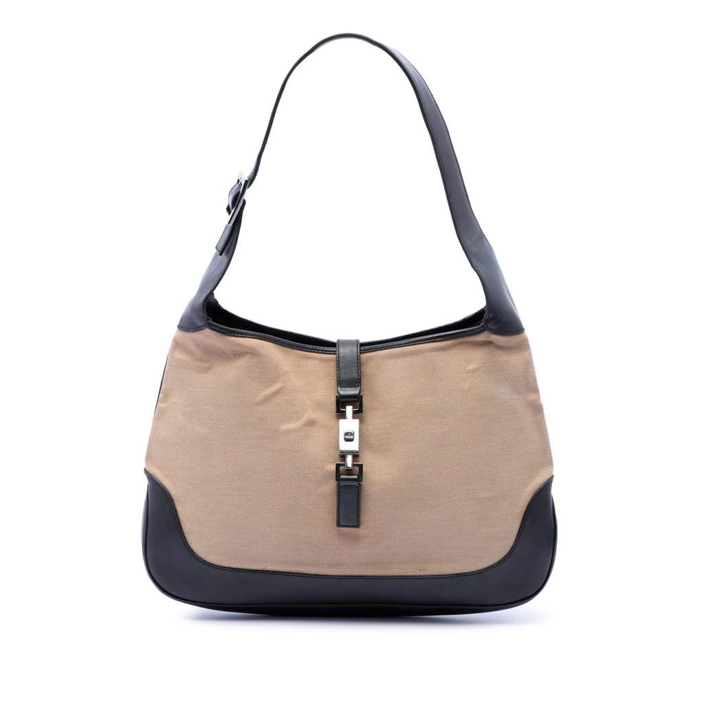 Gucci Canvas Jackie Shoulder Bag Beige Very good condition - Front View