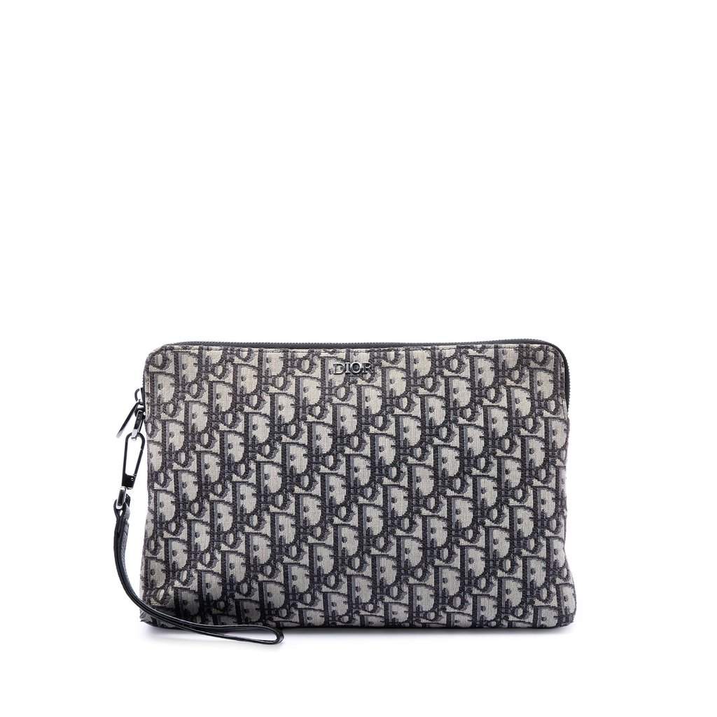 Dior Oblique Canvas A4 Zipped Pouch Black Very good condition - Front View