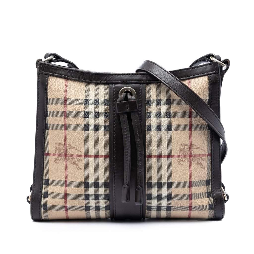 Burberry Haymarket Check Coated Canvas Crossbody Beige Very good - Front View