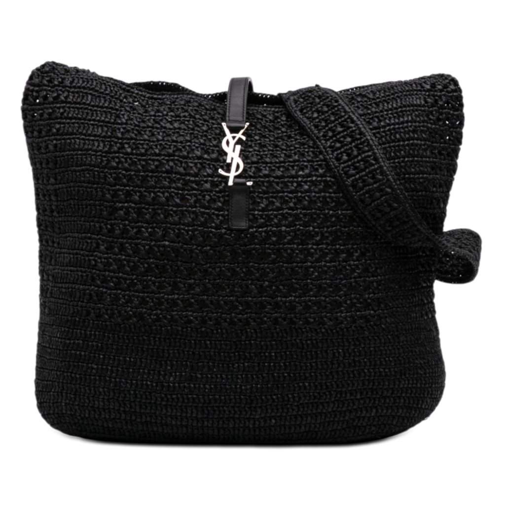 Saint Laurent Medium Raffia Le 5 a 7 Tote Black Very good - Front View