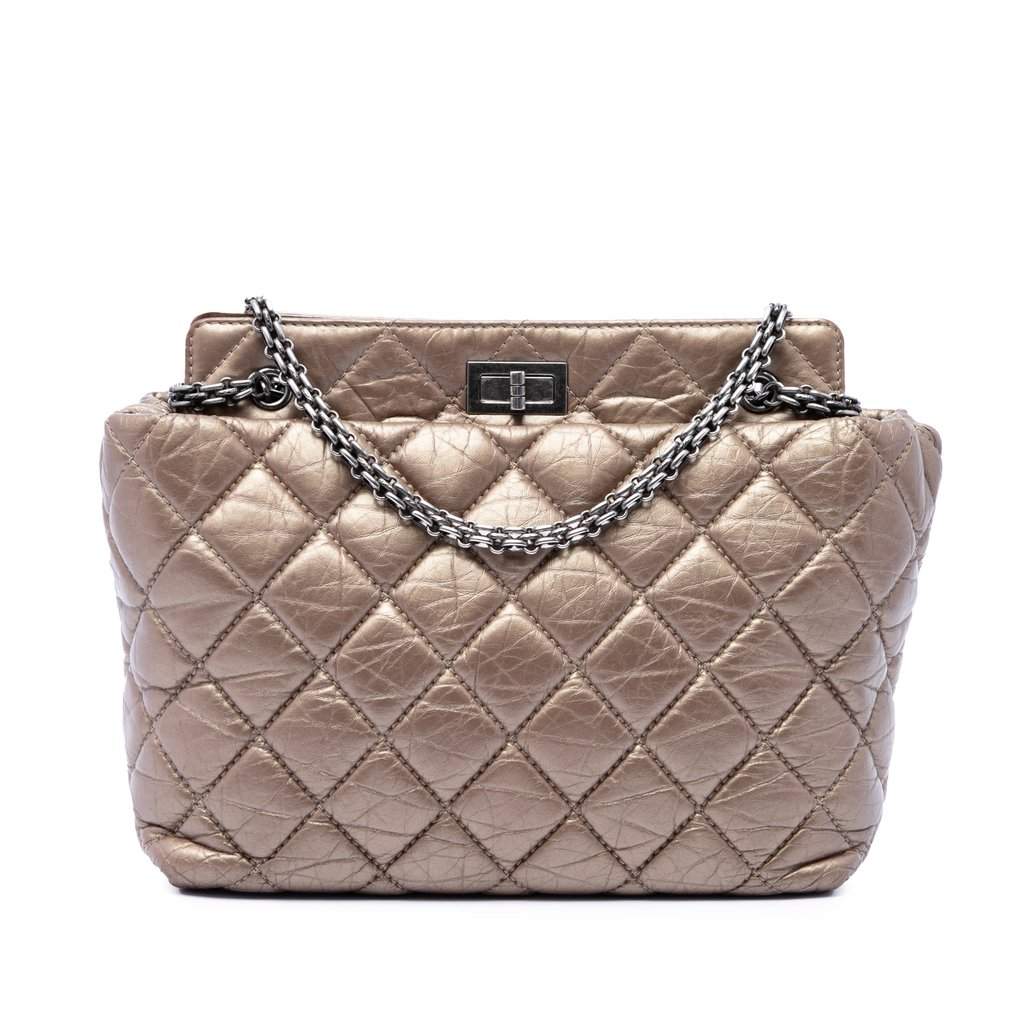 Chanel Quilted Metallic Aged Calfskin Reissue 2.55 Tote Brown Leather Very good - Front View