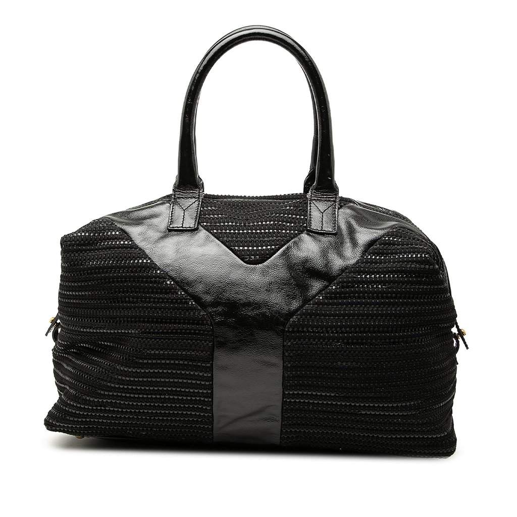 Saint Laurent Textured Fabric and Patent Easy Y Tote Black Very good condition - Front View