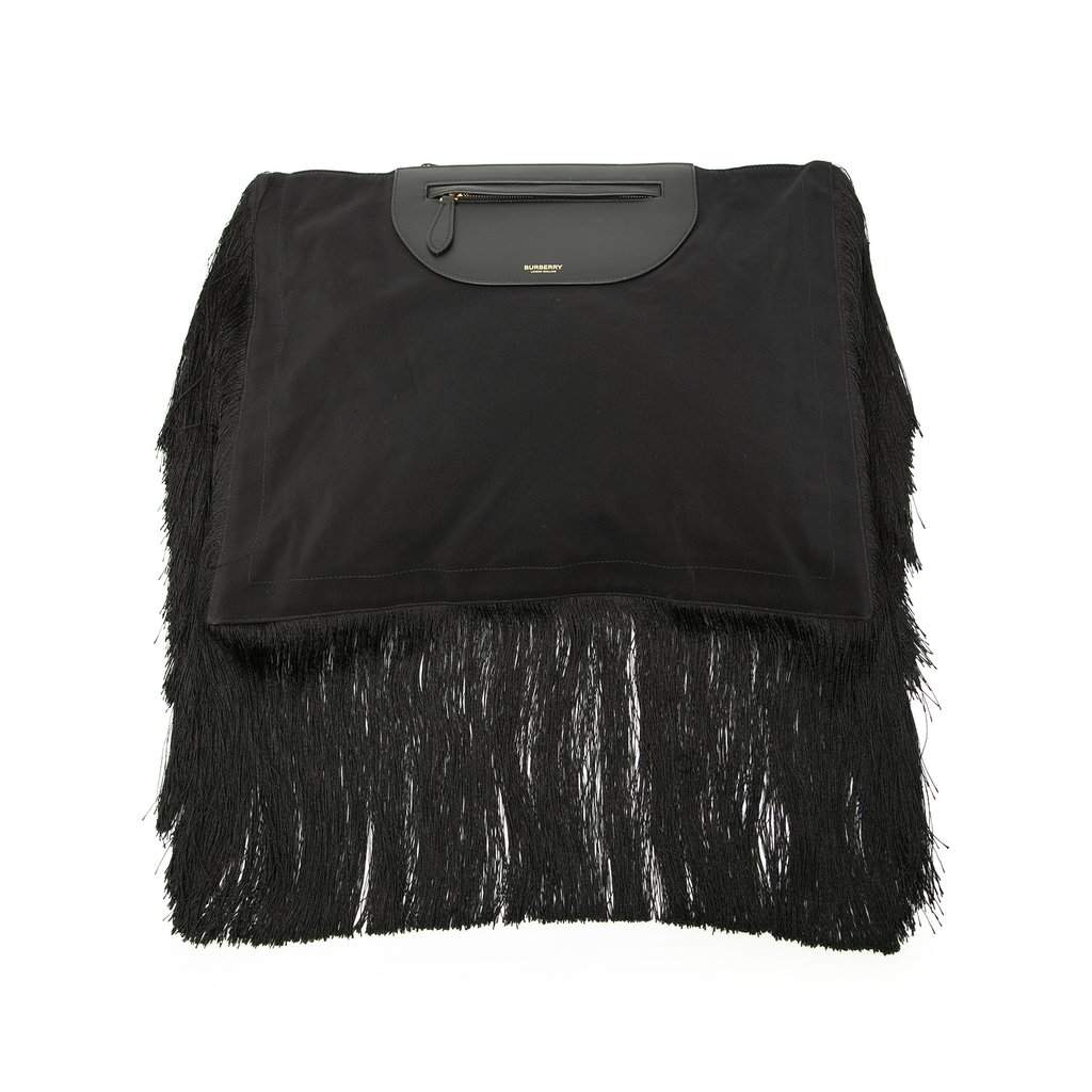 Burberry Canvas Olympia Fringe Clutch Black Very good condition - Front View