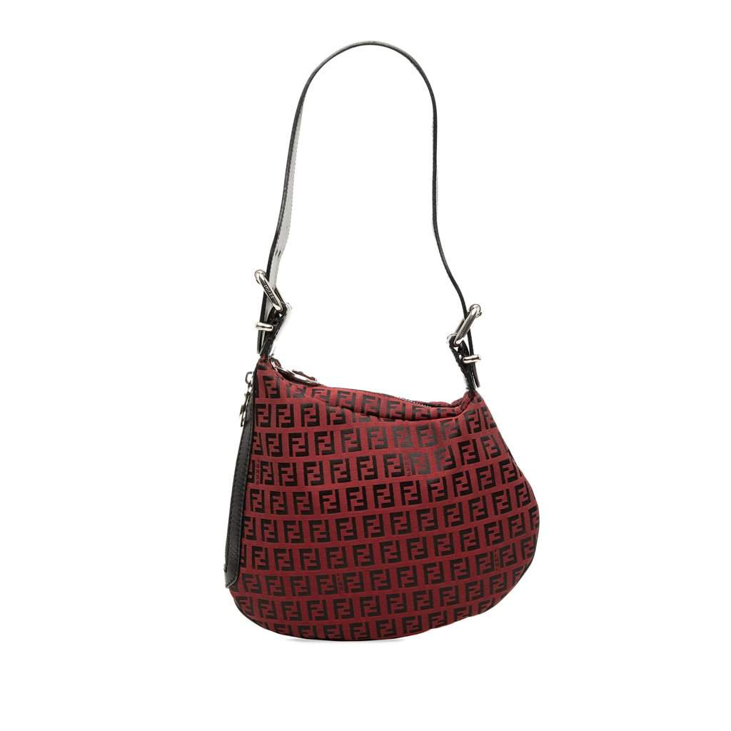 Fendi Zucchino Canvas Oyster Hobo Red Very good condition - Front View