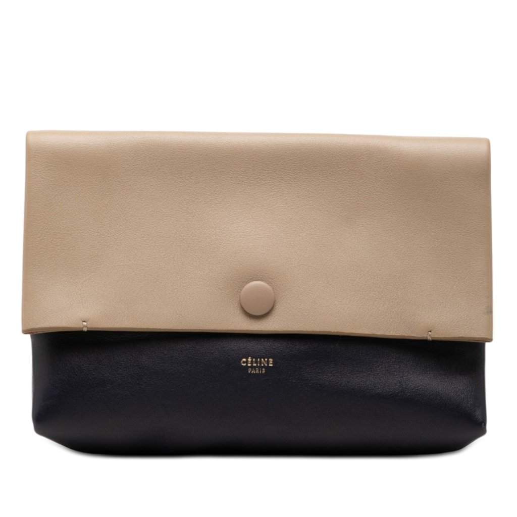 Celine Bicolor Leather All Soft Pouch Beige Leather Very good condition - Front View