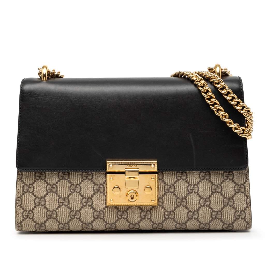 Gucci Medium GG Supreme Padlock Shoulder Bag Beige Very good condition - Front View