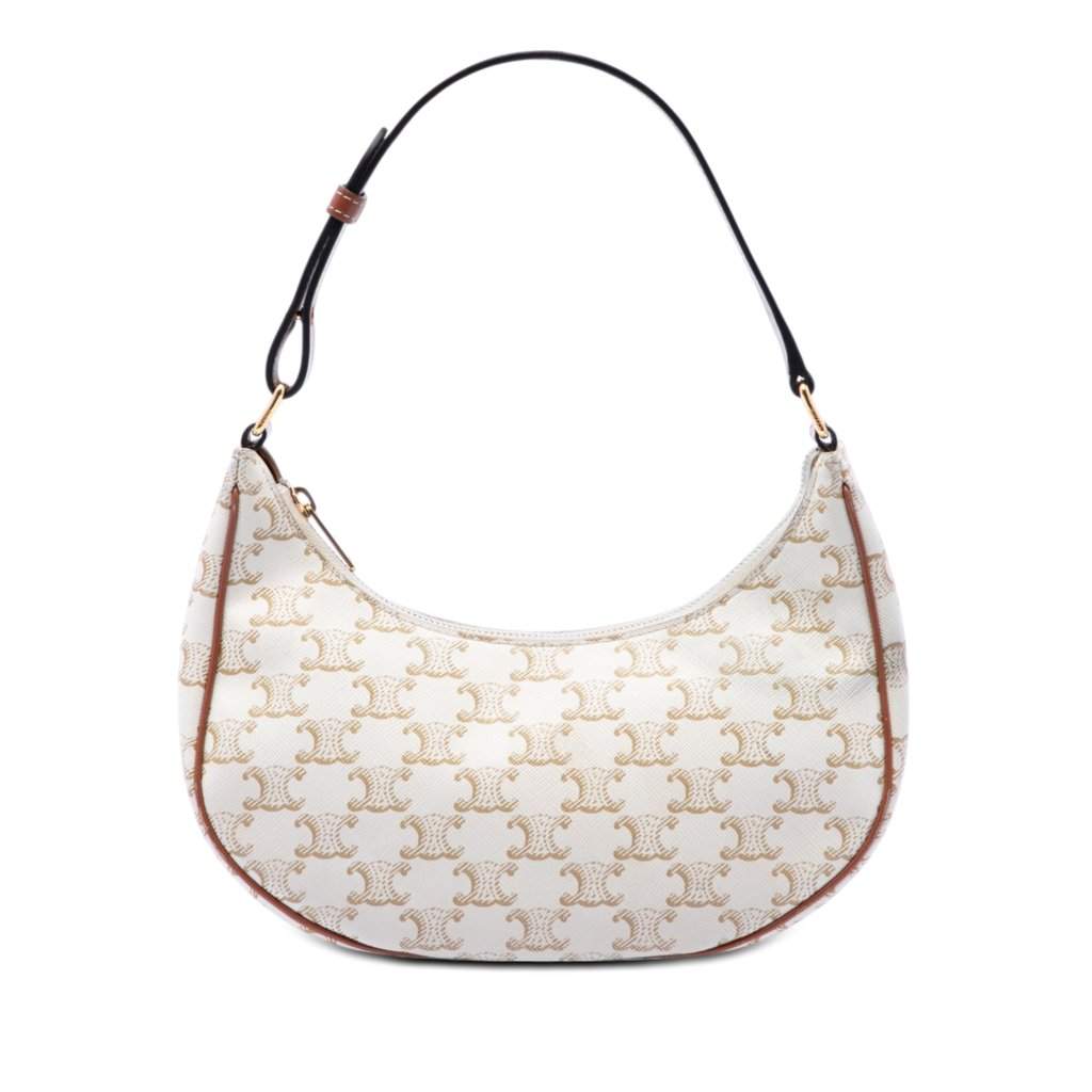 Celine Triomphe Coated Canvas Ava Shoulder Bag Brown Very good - Front View