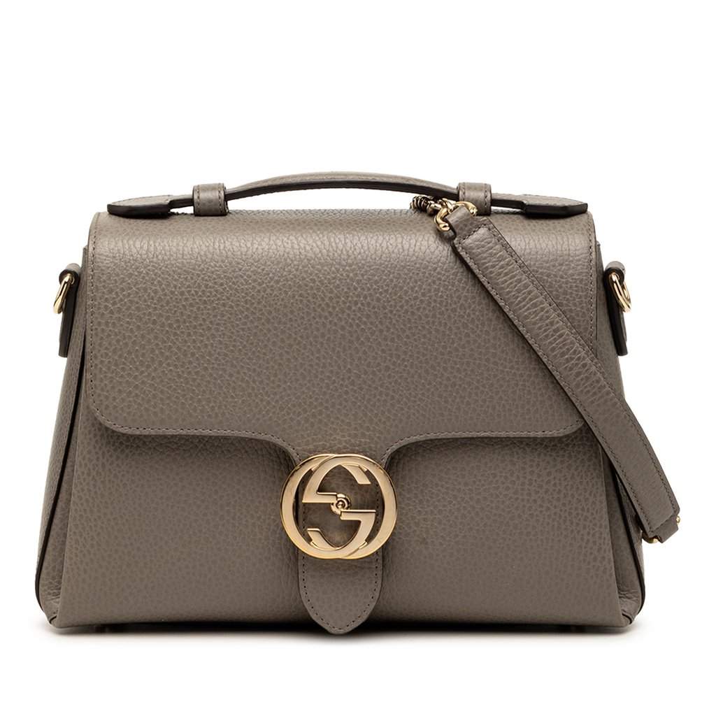 Gucci Small Dollar Calf Interlocking G Satchel Brown Leather Very good condition - Front View
