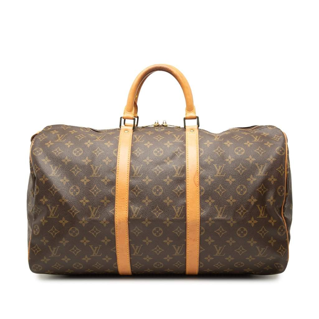 Louis Vuitton Monogram Keepall 50 Brown Good - Front View