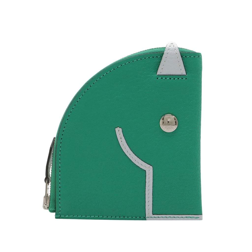 Hermès Chevre Paddock Coin Case Green Leather Very good - Front View