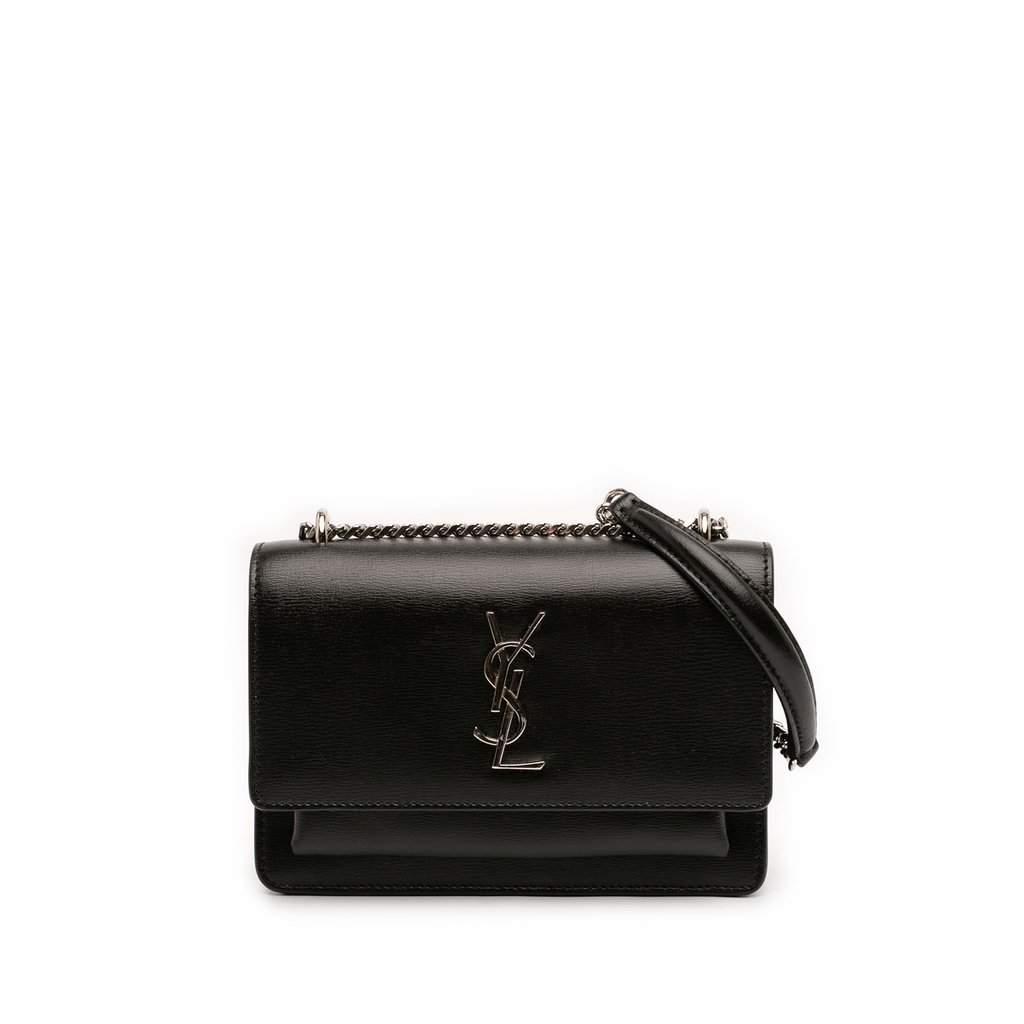 Saint Laurent Mini Leather Monogram Sunset Wallet on Chain Black Leather Very good condition - Front View