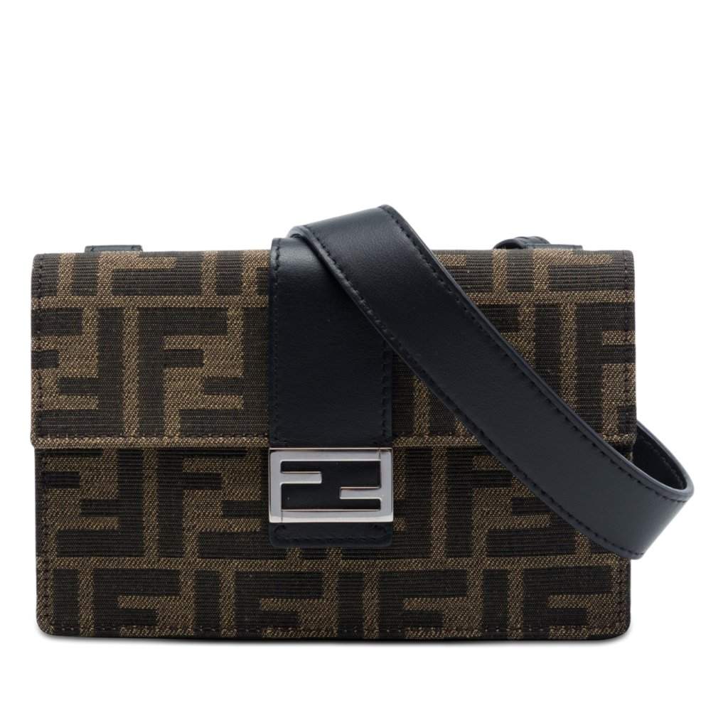 Fendi Zucca Canvas Convertible Baguette Pouch Brown Very good - Front View