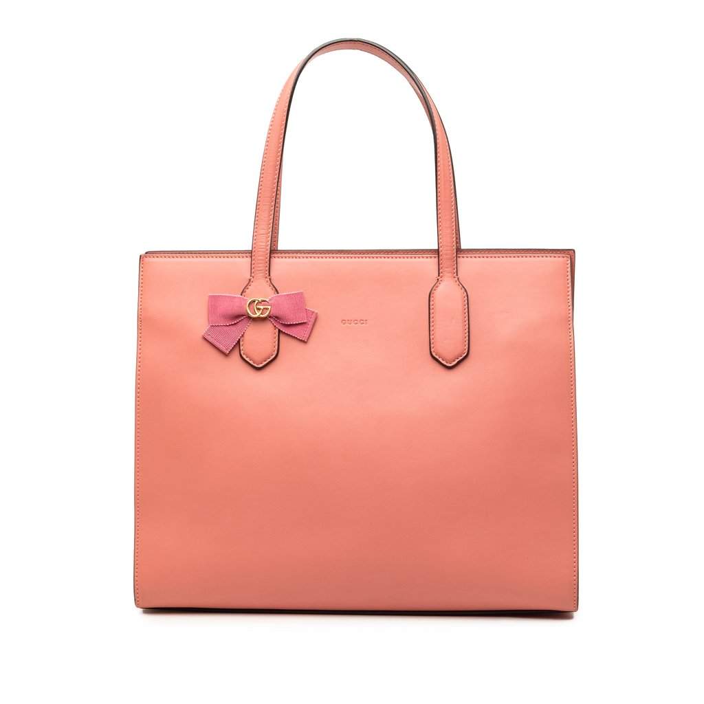 Gucci GG Marmont Calfskin Ribbon Tote Pink Leather Very good condition - Front View