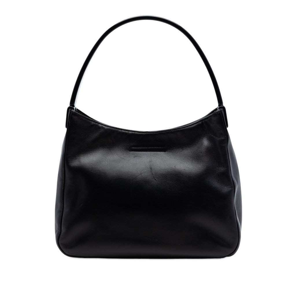 Prada Nappa Leather Shoulder Bag Black Leather Very good - Front View
