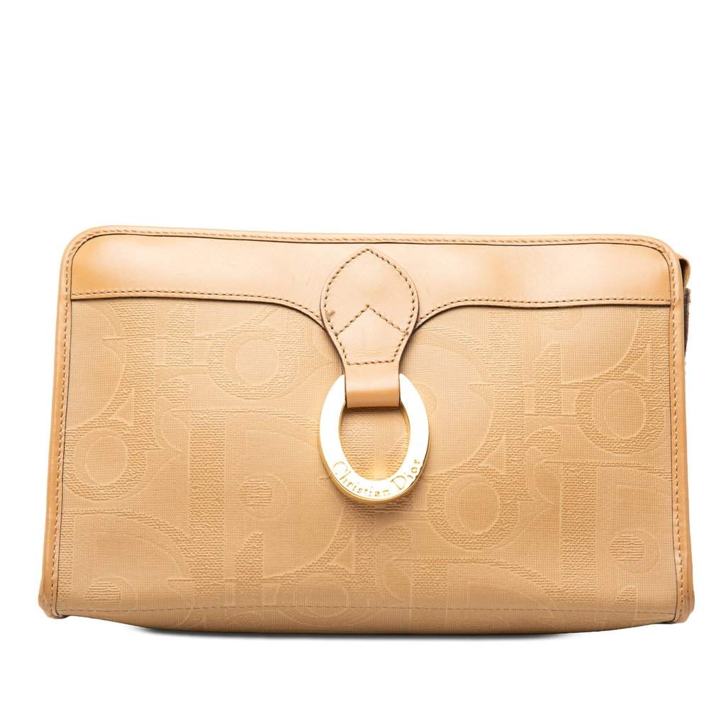 Dior Diorissimo Trotter Coated Canvas Clutch Brown Very good - Front View