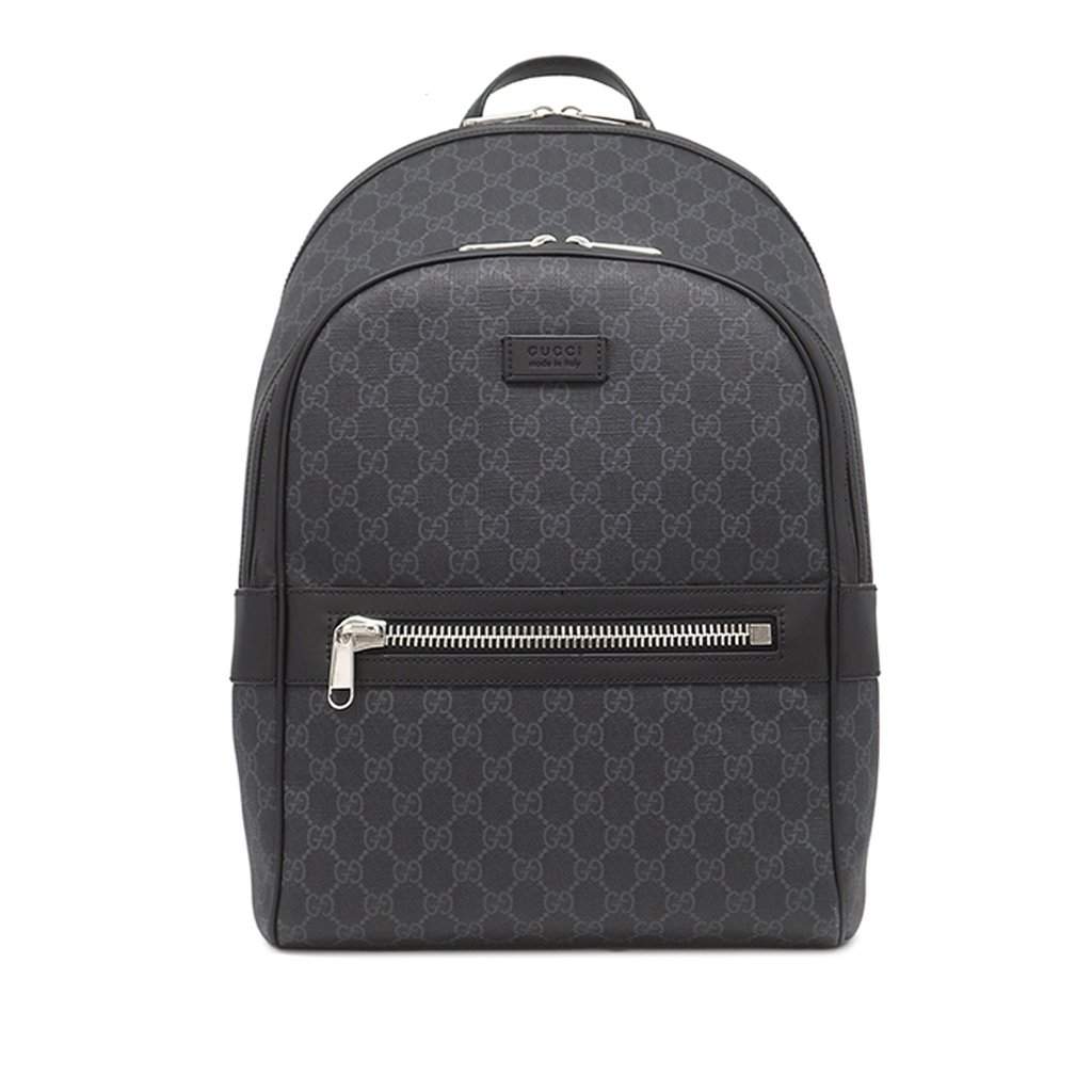 Gucci GG Supreme Web Backpack Black Very good condition - Front View